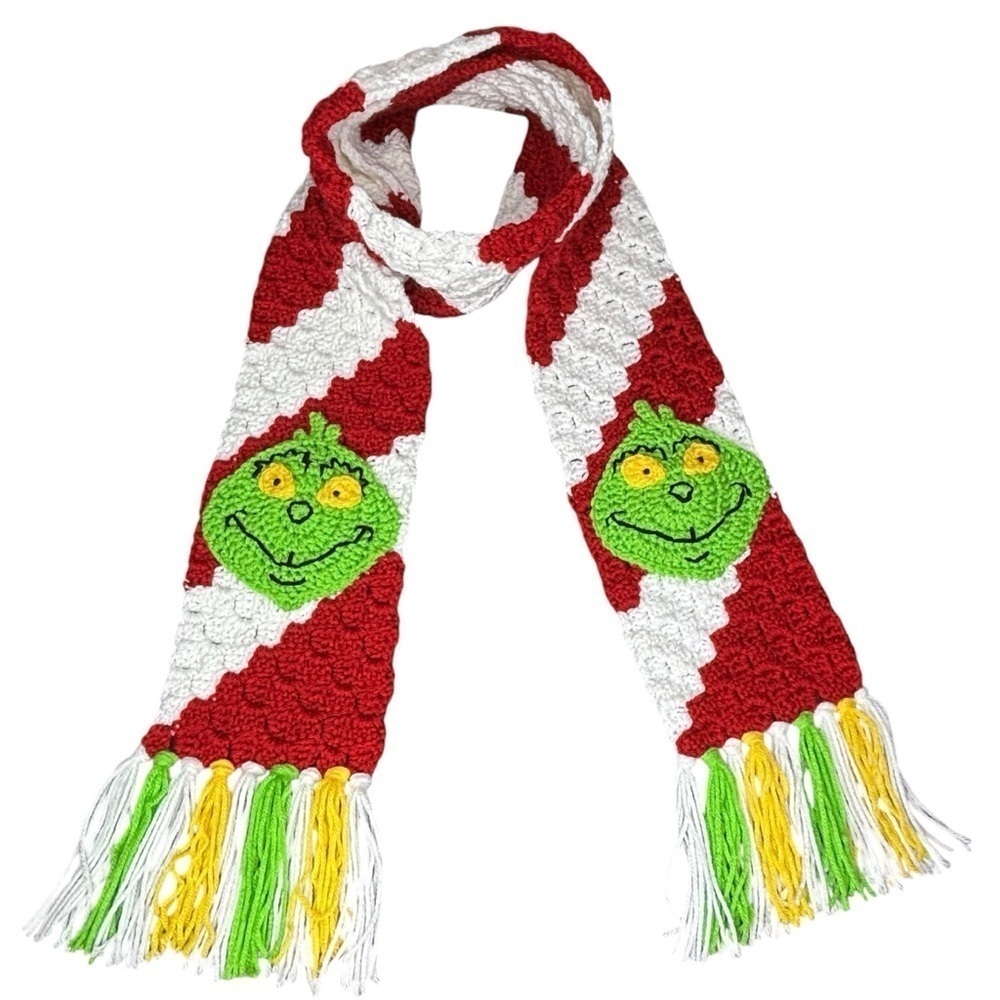 Handmade Scarf‎ Red White Candy Cane Stripe Handcrafted Christmas Holiday - Picture 9 of 16